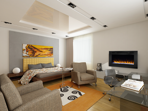 Contemporary Elegance - 40" Allusion Recessed Linear Electric Fireplace - SF-ALL40-BK - SIMPLIFIRE