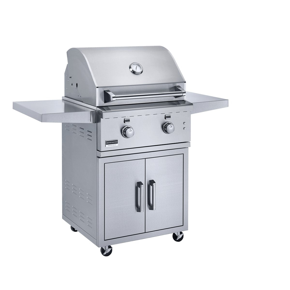 26" Freestanding BBQ Gas Grill - 2 Bow Tie burners - 18,000 BTUs each - 2 Doors - 2 Fold - Down Side Shelves - BROILMASTER - FireplacesProBroilmasterFreestanding Grill