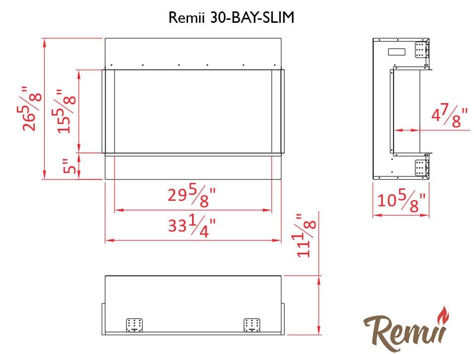 30 - BAY - SLIM – 3 Sided Electric Fireplace - REMII - FireplacesProRemiiElectric Fireplace