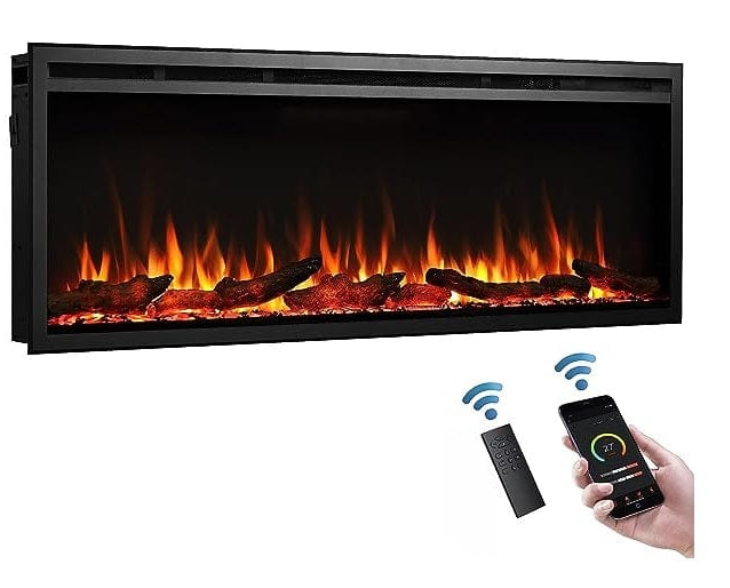 Allusion Platinum - Elevate Your Space with the 50" Recessed Linear Electric Fireplace - SF-ALLP50-BK - SIMPLIFIRE
