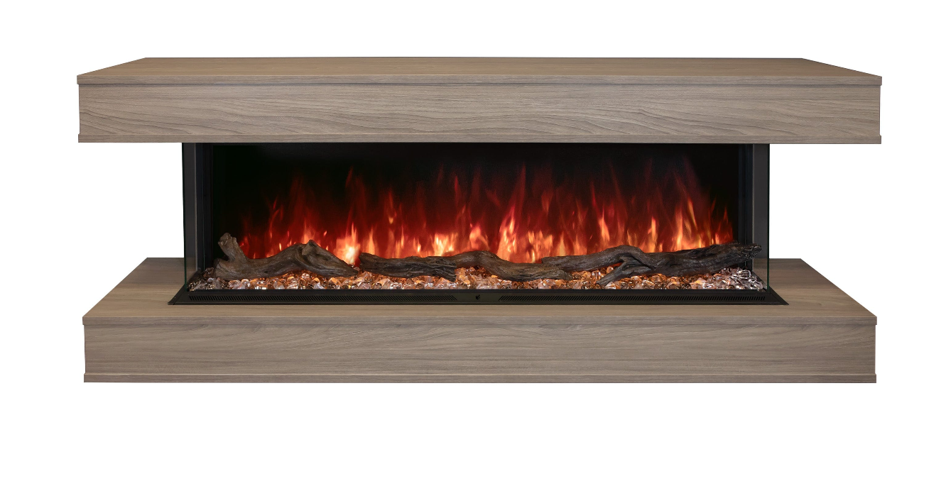 Coastal Sand Wall-Mounted Cabinet - Landscape Pro Multi LPM-6816 Electric Fireplace (Cabinet Only) - 82.5"W x 28"H - MODERN FLAMES
