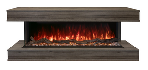 Driftwood Grey Wall-Mounted Cabinet - Landscape Pro Multi LPM-4416 Electric Fireplace (Cabinet Only) - 58.5"W x 28"H - MODERN FLAMES