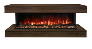 Weathered Walnut Wall-Mounted Cabinet - Landscape Pro Multi LPM-4416 Electric Fireplace (Cabinet Only) - 58.5"W x 28"H - MODERN FLAMES