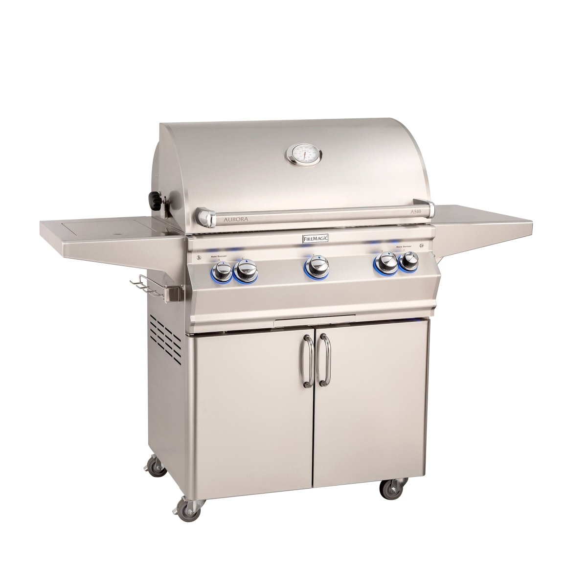 Fire Magic Aurora A540s Portable Grill 30" With Analog Thermometer & Flush Mounted Single Side Burner With Backburner - Natural Gas / Liquid Propane - FireplacesProFire MagicFreestanding Grill