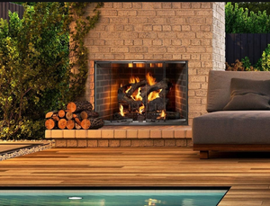 Outdoor Wood-Burning Fireplace with Gray Herringbone Refractory - Cottagewood 42" (Model: ODCTGWD-42H) - OUTDOOR LIFESTYLE