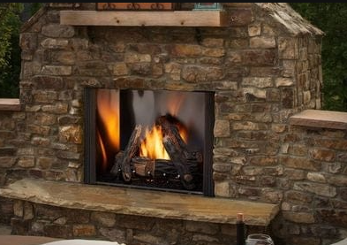 Outdoor Traditional Fireplace, Courtyard Model of 42 Inches with IntelliFire Ignition: Single-Sided Design and Premium Traditional Interior - ODCOUG-42PT- OUTDOOR LIFESTYLE