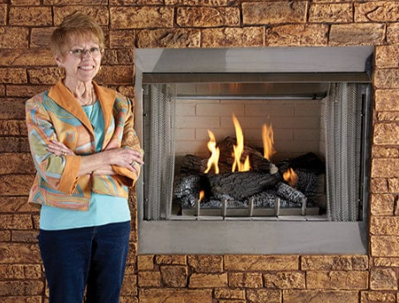Carol Rose Coastal Collection Outdoor Fireplace, Premium 36  Intermittent Ignition - Natural Gas/ Liquid Propane - EMPIRE WHITE MOUNTAIN HEARTH