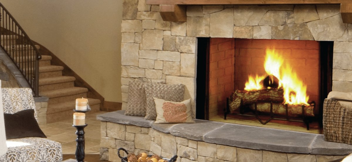 Majestic - 50" Radiant Wood Burning Fireplace w/herringbone brick pattern - SB100HB - FireplacesProMajesticWood Burning Fireplace