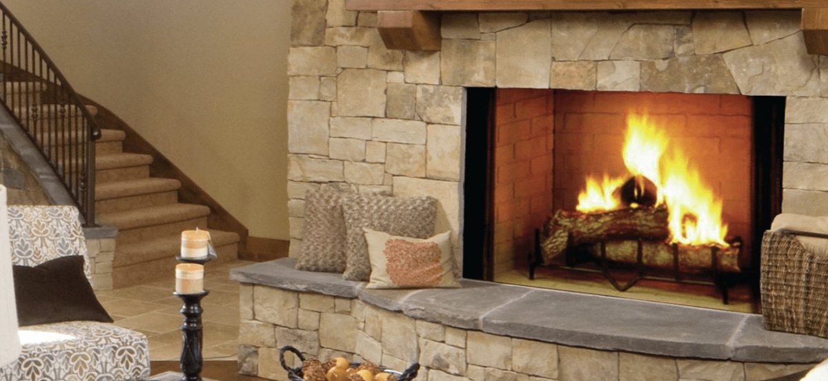 Radiant Wood Burning Fireplace - 42 Inches with Herringbone Brick Pattern - SB80HB - MAJESTIC - FireplacesProMajesticWood Burning Fireplace