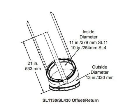 SL1130 - 30 Degree elbow (offset and return) - MAJESTIC - FireplacesProMajesticWood Pipe Components