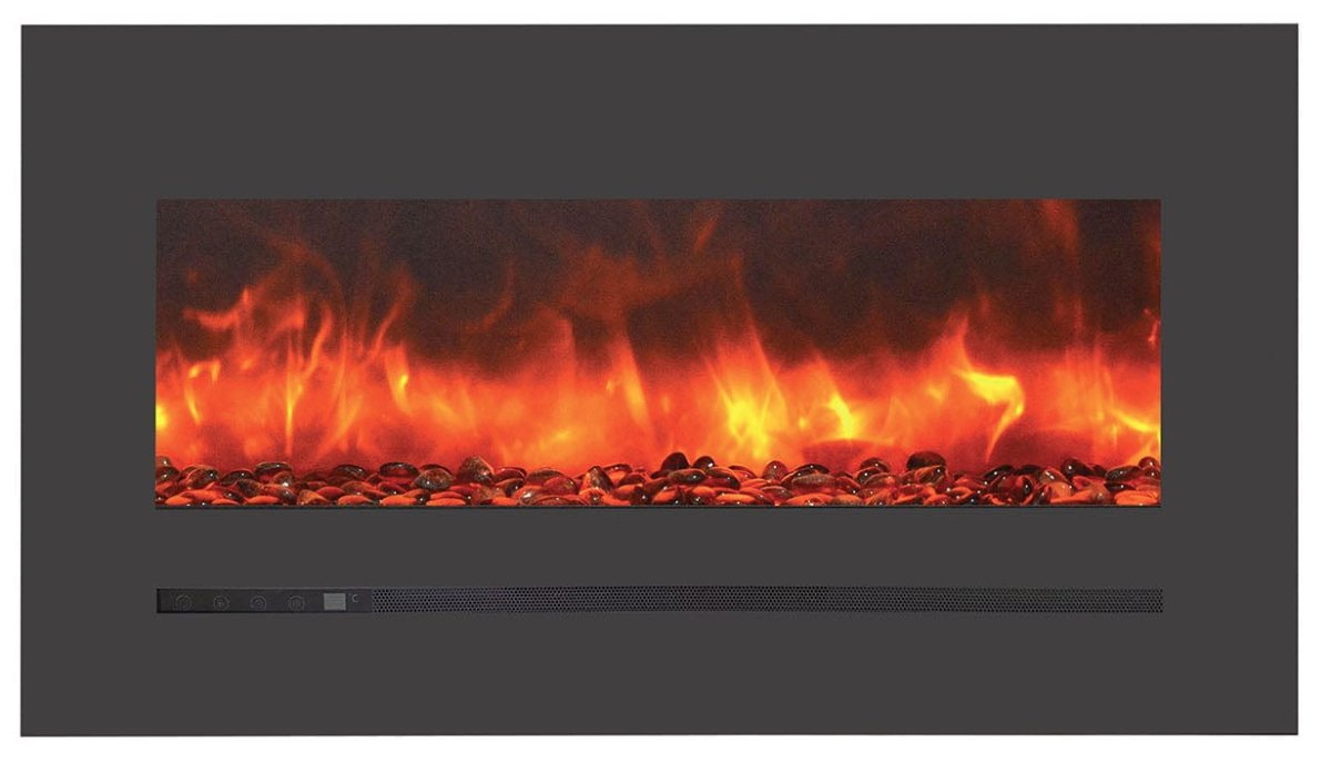 Wall Mount / Flush Mount Electric Fireplace with a Steel Surround and Glass Media - AMANTII - FireplacesProAmantiiWall Hanging Electric Fireplace