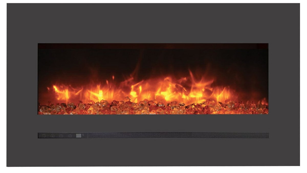 Wall Mount / Flush Mount Electric Fireplace with a Steel Surround and Glass Media - AMANTII - FireplacesProAmantiiWall Hanging Electric Fireplace