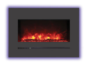 Wall Mount / Flush Mount Electric Fireplace with a Steel Surround and Glass Media - AMANTII - FireplacesProAmantiiWall Hanging Electric Fireplace