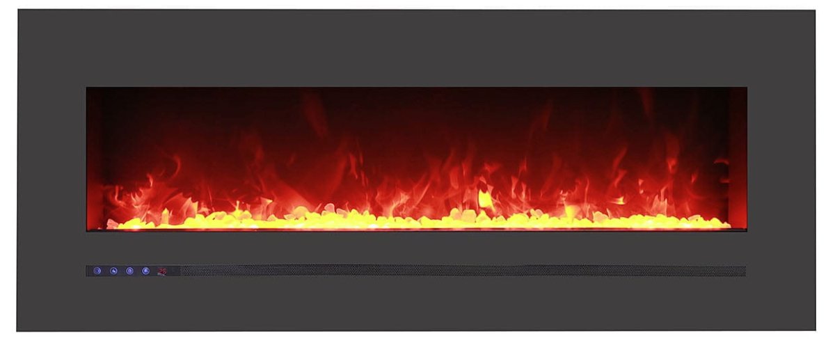 Wall Mount / Flush Mount Electric Fireplace with a Steel Surround and Glass Media - AMANTII - FireplacesProAmantiiWall Hanging Electric Fireplace