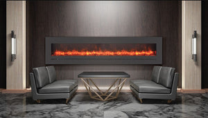 Wall Mount / Flush Mount Electric Fireplace with a Steel Surround and Glass Media - AMANTII - FireplacesProAmantiiWall Hanging Electric Fireplace