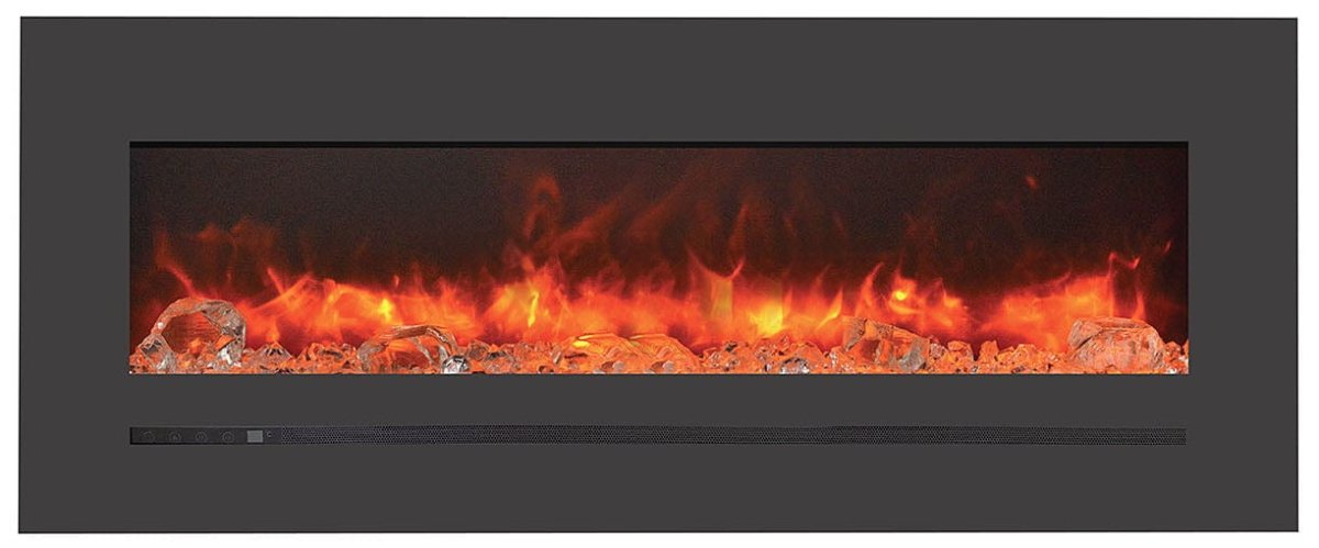 Wall Mount / Flush Mount Electric Fireplace with a Steel Surround and Glass Media - AMANTII - FireplacesProAmantiiWall Hanging Electric Fireplace