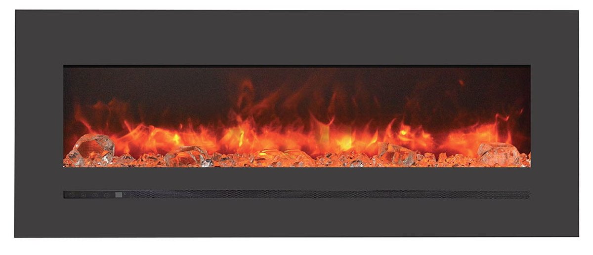 Wall Mount / Flush Mount Electric Fireplace with a Steel Surround and Glass Media - AMANTII - FireplacesProAmantiiWall Hanging Electric Fireplace