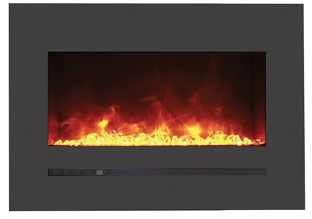 Wall Mount / Flush Mount Electric Fireplace with a Steel Surround and Glass Media - AMANTII - FireplacesProAmantiiWall Hanging Electric Fireplace