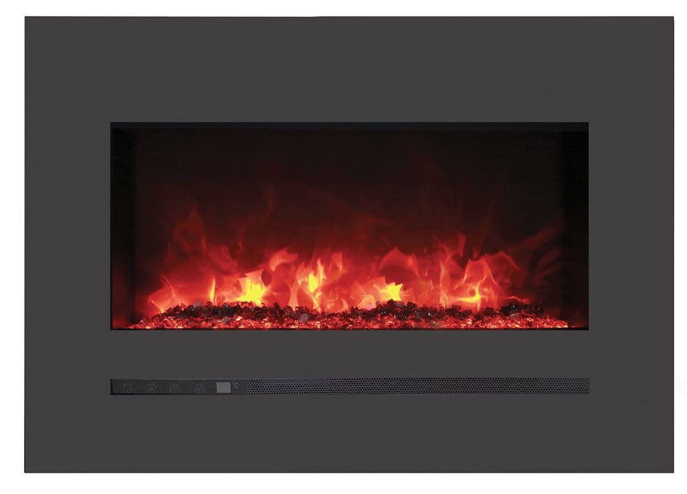 Wall Mount / Flush Mount Electric Fireplace with a Steel Surround and Glass Media - AMANTII - FireplacesProAmantiiWall Hanging Electric Fireplace